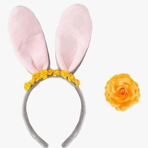 Bunny Ear Headband with Yellow Flower pin